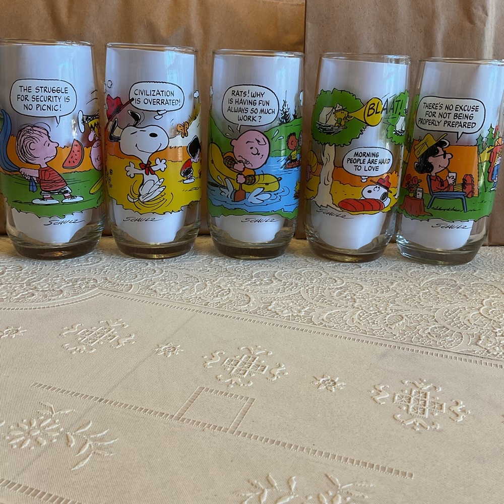 Peanuts Camp Snoopy Collection by Charles Schulz Glasses Set of 5